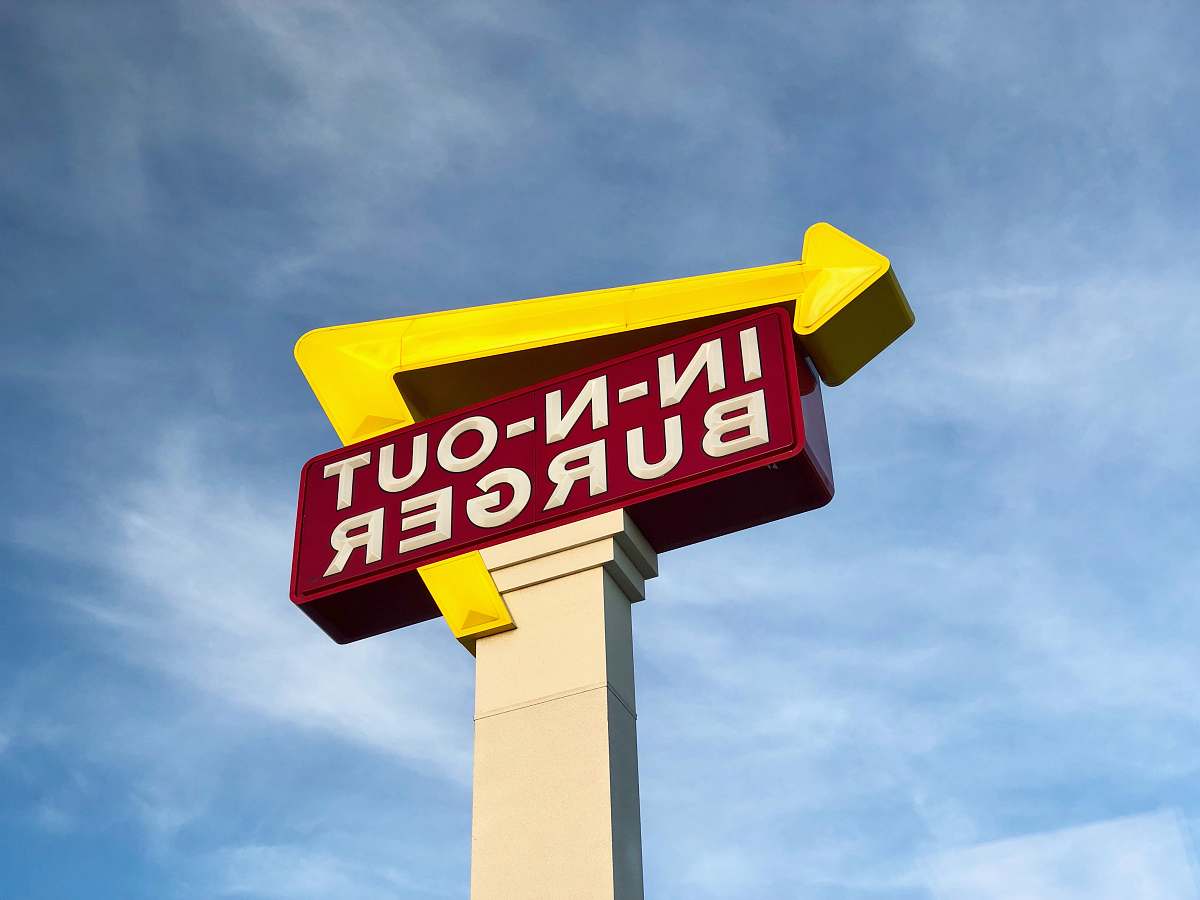 hurst yellow and red In-N-Out Burger signage fast food